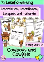 Vorschau - Fördermaterial/Inklusion - Leseförderung Cowgirl und Cowboy (Lesepass, Lesemünzen) - Deckblatt
