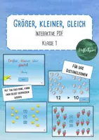 Vorschau - Fördermaterial/Inklusion - Größer, kleiner oder gleich? - interaktive Übung - Klasse 1 - für das Distanzlernen geeignet - Deckblatt