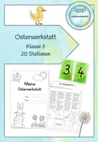 Vorschau - Stationenlernen - Osterwerkstatt - Klasse 3 (20 Stationen) - Deckblatt