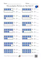 Vorschau - Arbeitsblätter - Minusaufgaben-Pärchen am Zehnerfeld (1 AB mit Lernvideolink) - Deckblatt