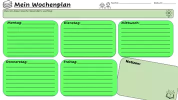 Vorschau - Merkblätter - Wochenplan - Vorlage für alle SuS zur Selbstorganisation - Seite 2
