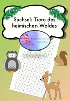 Vorschau - Arbeitsblätter - Suchsel "Tiere des heimischen Waldes" - Deckblatt