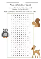 Vorschau - Arbeitsblätter - Suchsel "Tiere des heimischen Waldes" - Seite 1
