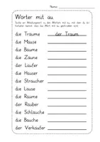 Vorschau - Arbeitsblätter - Ausfüllbares PDF-Arbeitsblatt: Wörter mit äu inkl. Lösungsblatt für´s Homeschooling - Deckblatt
