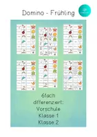 Vorschau - Arbeitsblätter - Bundle - 2 x Domino Frühling je 6fach differenziert - Anlaute / Silben / Wörter / Sätze - Deckblatt
