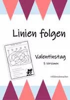 Vorschau - Arbeitsblätter - Linien folgen - Valentinstag (3 Versionen) - Deckblatt