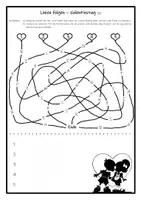 Vorschau - Arbeitsblätter - Linien folgen - Valentinstag (3 Versionen) - Seite 1