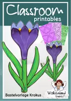 Vorschau - Mal- und Bastelvorlagen - Krokus basteln Frühblüher Bastelvorlage - Deckblatt