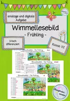 Vorschau - Arbeitsblätter - Wimmellesebild / Lesespur - Frühling - (digitale/interaktive und analoge Aufgabe) - Deckblatt