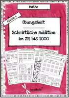 Vorschau - Unterrichtsreihen - Schriftliche Addition im Zahlenraum bis 1000 - Übungsheft mit Lösungen Mathe Klasse 3 - Deckblatt