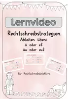 Vorschau - Videos - Lernvideo zu den Rechtschreibstrategien: Ableiten üben / ä oder e? äu oder eu? - Deckblatt