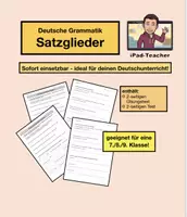 Vorschau - Stundenentwürfe - DEUTSCH: Satzglieder Übungstest und Test - Deckblatt