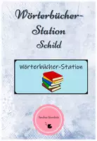 Vorschau - Bildkarten - Schild "Wörterbücher-Station" - Deckblatt