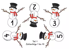 Vorschau - Spiele - Zahlenfolgen ZR 10 "Schneemann" Vorschule & 1. Klasse - Seite 1
