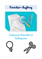 Vorschau - Arbeitsblätter - Forscherauftrag Flächeninhalt Parallelogramm mit Lösung - Deckblatt