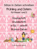 Vorschau - Arbeitsblätter - Sätze in Zeilen schreiben Frühling und Ostern - Deckblatt