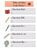 Vorschau - Arbeitsblätter - Sätze in Zeilen schreiben: Schule, Wald, Herbst, Halloween - Seite 1