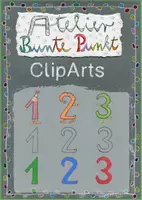 Vorschau - Mal- und Bastelvorlagen - ClipArts: Fröhliche Zahlen von 0-9 handgemalt inkl. Malvorlagen - Deckblatt