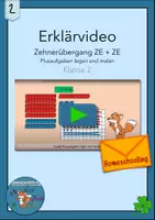 Vorschau - Videos - Erklärvideo Zehnerübergang 100 zweistellige Plusaufgaben legen und malen ZE + ZE Homeschooling - Deckblatt