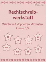 Vorschau - Arbeitsblätter - Rechtschreibwerkstatt Klasse 3/4 - Wörter mit doppeltem Mitlaut - Deckblatt