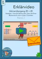 Vorschau - Videos - Erklärvideo Zehnerübergang 100 ZE + ZE Strategie 1 Plusaufgaben zweistellig - Deckblatt