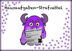 Vorschau - Anderer Materialtyp - Hausaufgaben-Strafzettel im coolen Monsterdesign - Seite 1