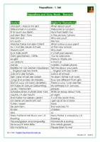 Vorschau - Arbeitsblätter - Prepositions / Präpositionen - Vokabelliste und Übersetzungsübungen - 1. Teil - Seite 1