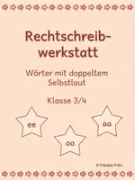 Vorschau - Arbeitsblätter - Rechtschreibwerkstatt - Wörter mit doppeltem Selbstlaut aa, ee, oo - Deckblatt