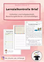 Vorschau - Arbeitsblätter - Lernzielkontrolle zum Brief - Deckblatt