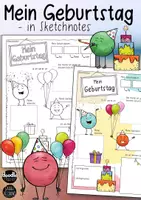 Vorschau - Arbeitsblätter - Mein Geburtstag - in Sketchnotes - Deckblatt