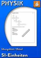 Vorschau - Arbeitsblätter - Übungsblatt (Rätsel) SI-Einheiten (Physik) - Deckblatt