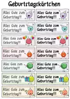 Vorschau - Mal- und Bastelvorlagen - Geburtstagsgrüße - Kärtchen für Geschenke - Seite 1