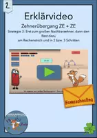 Vorschau - Videos - Erklärvideo Zehnerübergang ZE ZE Strategie 3 Erst zum Nachbarzehner dann Rest halbschriftlich - Deckblatt