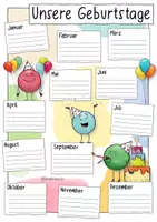 Vorschau - Mal- und Bastelvorlagen - Geburtstagskalender - Poster fürs Klassenzimmer - Seite 3