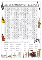 Vorschau - Arbeitsblätter - Musikinstrumente - Suchsel/Buchstabengitter - Deckblatt
