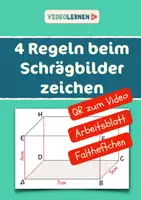 Vorschau - Arbeitsblätter - Schrägbild zeichnen Arbeitsblatt + Faltheft | 4 Regeln | QR zum Video - Deckblatt