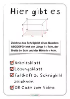 Vorschau - Arbeitsblätter - Schrägbild zeichnen Arbeitsblatt + Faltheft | 4 Regeln | QR zum Video - Seite 1