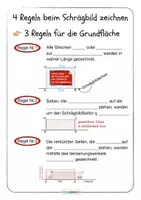 Vorschau - Arbeitsblätter - Schrägbild zeichnen Arbeitsblatt + Faltheft | 4 Regeln | QR zum Video - Seite 2