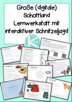 Vorschau - Stationenlernen - (Digitale) Lernwerkstatt Schottland mit Schnitzeljagd - Deckblatt
