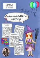 Vorschau - Arbeitsblätter - Rechenmalblätter Fasching | Division | ZR 100 | Klasse 2 - Deckblatt