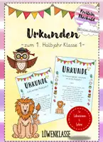 Vorschau - Bildkarten - Urkunden 1.Halbjahr Klasse 1 Löwenklasse - Deckblatt