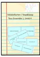 Vorschau - Aufgabenkarten - Vokabelkarten zu Tous Ensemble 1, Unité 4 - Deckblatt