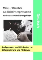 Vorschau - Fördermaterial/Inklusion - Aufbau einer Gedichtinterpretation - Aufbauschema, Formulierungshilfen, Förderung Gedichtanalyse Lyrik - Deckblatt