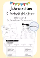 Vorschau - Arbeitsblätter - Jahreszeiten: 3 Arbeitsblätter (differenziert) - Deckblatt