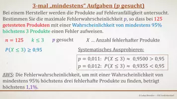 Vorschau - Präsentationen/Tafelbilder - Tafelbilder - Binomialverteilung: 3x mindestens Aufgaben - Seite 2