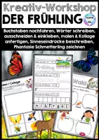 Vorschau - Arbeitsblätter - Der Frühling - Kreativ Workshop | Malen, basteln, schreiben | Homeschooling & Distanzunterricht - Deckblatt