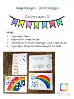 Vorschau - Fördermaterial/Inklusion - Zahlenraum 10 vier Klettmappen zum Thema Regenbogen / Wetter Freiarbeit - Deckblatt