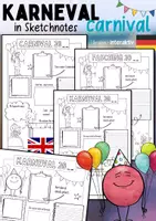 Vorschau - Mal- und Bastelvorlagen - Karneval / Fasching / Carnival - Sketchnotes (+interaktiv) - Deckblatt