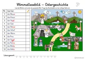 Vorschau - Arbeitsblätter - Wimmellesebild / Lesespur - Ostergeschichte (digitale/interaktive und analoge Aufgabe) - Seite 3