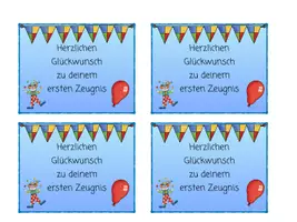 Vorschau - Bildkarten - Glückwunschkärtchen Lobkärtchen erstes Zeugnis LEG - Deckblatt